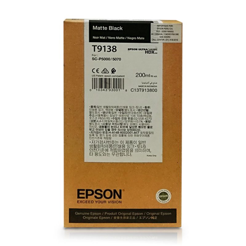 Tinta Epson T913800 Matte Black (200ML)