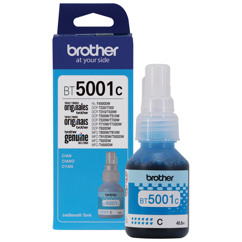 Botella De Tinta Brother BT-5001C Cyan 48.8ML